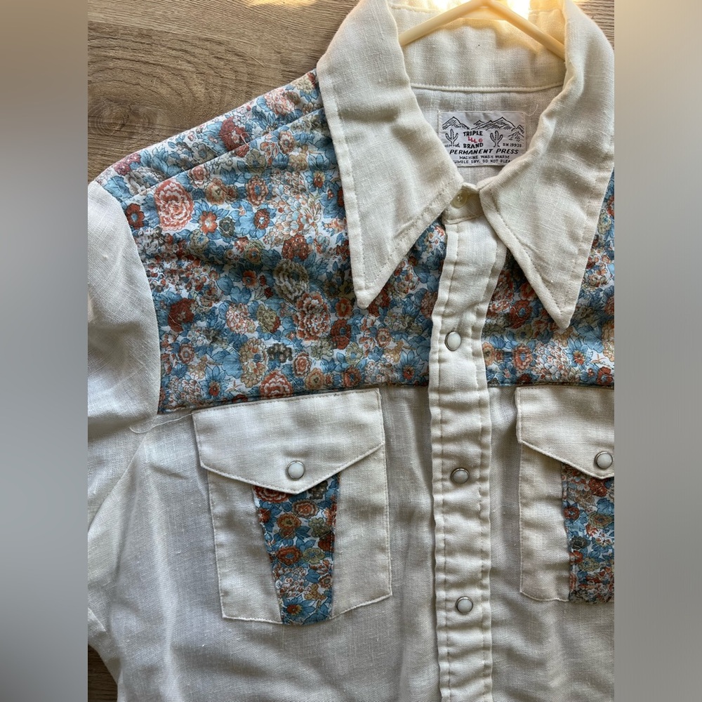 vintage floral linen button up